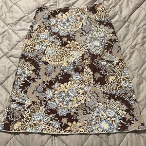 Floral Brown and Blue Women's Skirt